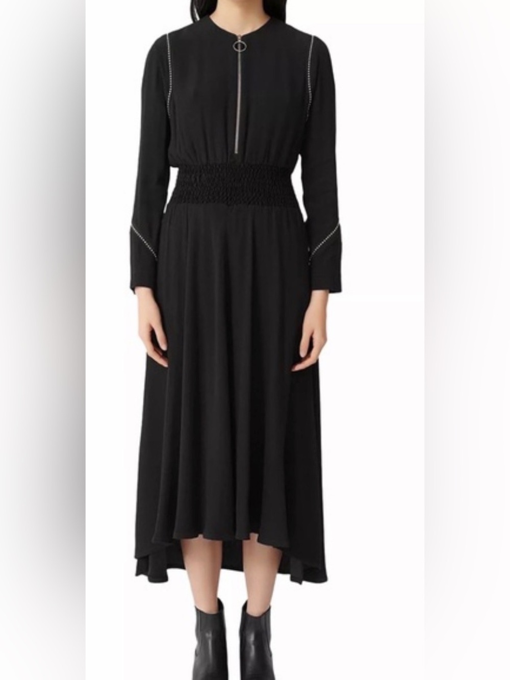 Maje Black High-Low Long Sleeve Dress